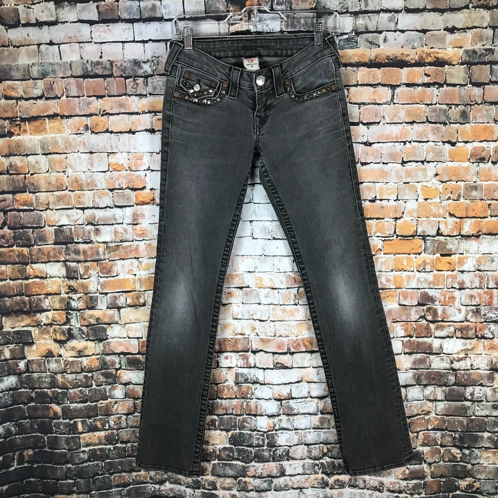 True Religion Straight Leg Black Denim Billy Jeans